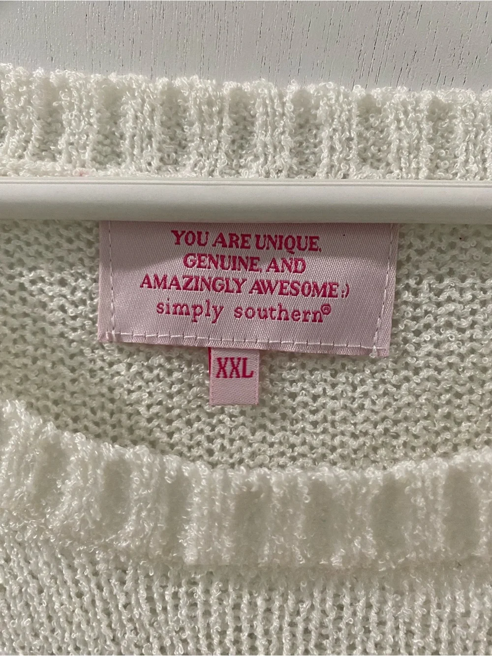 Simply Southern Striped Crewneck Sweater in White and Blue, size XXL - Picture 2 of 7